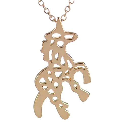 Unicorn Gold Pendant Necklace - AbcdepaHorseJewelry