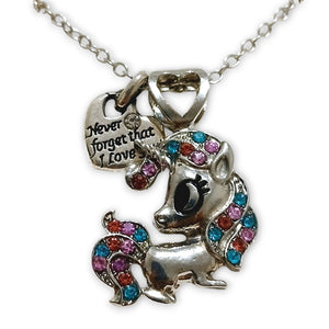 Unicorn Loveheart Charm Pendant Necklace - AbcdepaHorseJewelry