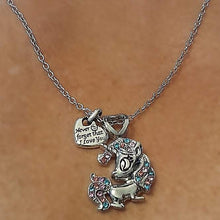 Unicorn Loveheart Charm Pendant Necklace - with "Never Forget That I Love You" engraving.