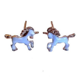 Unicorns white Gold studs - AbcdepaHorseJewelry