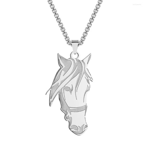 Unisex Silver Horsehead Pendant Necklace - AbcdepaHorseJewelry