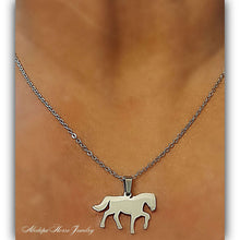 Silver Walking Horse Necklace with Stainless Steel Pendant and Chain