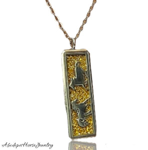 Yellow Long Locket Necklace - AbcdepaHorseJewelry
