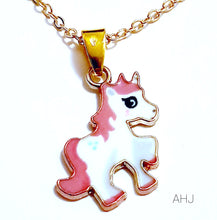 Pink and White Pony Pendant Necklace
