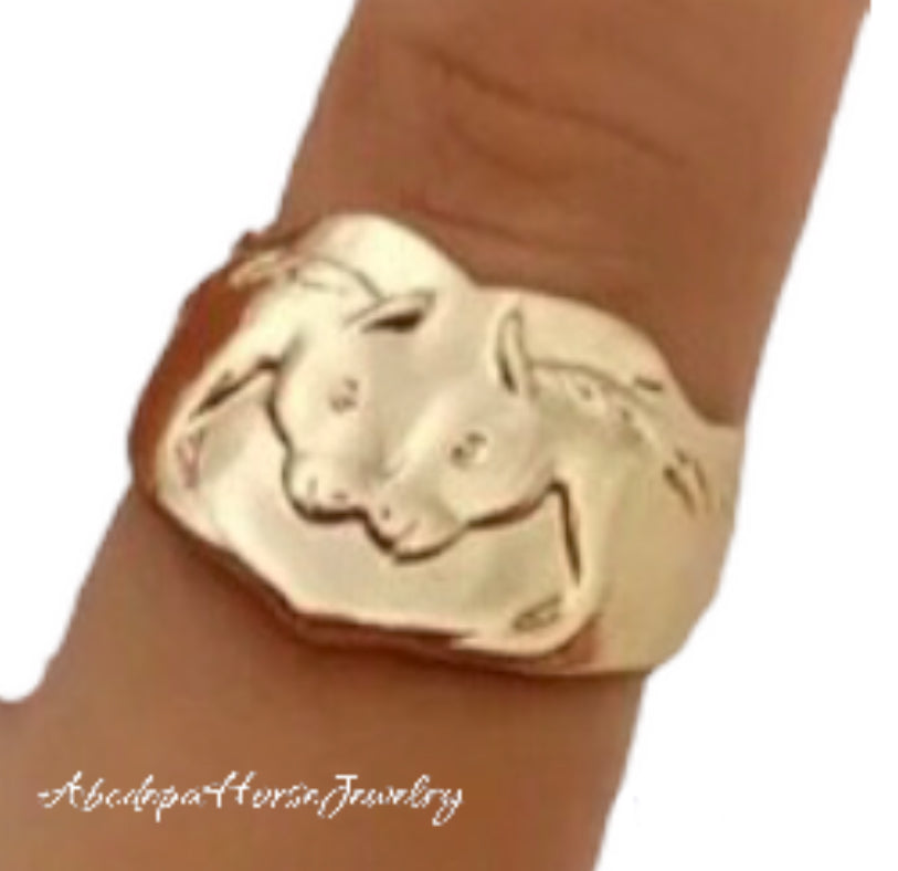 2 Horses Open Size Ring