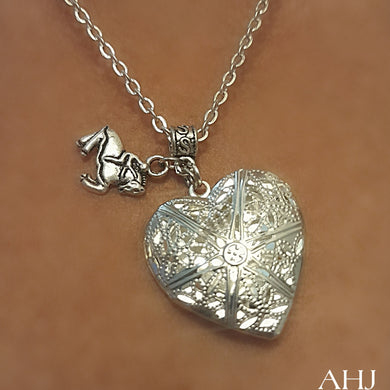 Silver Heart Locket and Horse with Rider Necklace