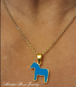 Blue and Gold Pony Necklace