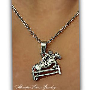 Horse Fence Rider Jumping Necklace