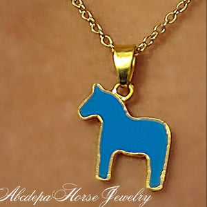 Blue and Gold Pony Necklace
