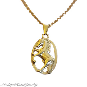 Oval Pendant Horse  Necklace