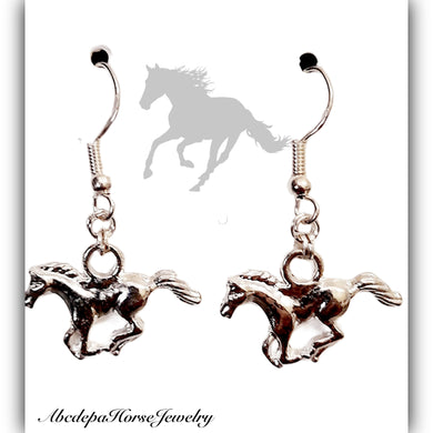 Cantering Silver Horse Earrings
