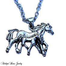 Mare and Foal Silver Pendant with silver Chain Necklace