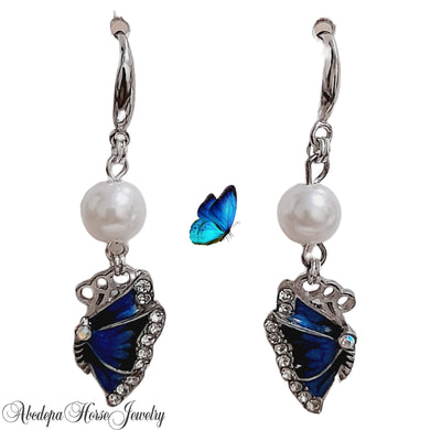 Silver Blue Butterfly Earrings