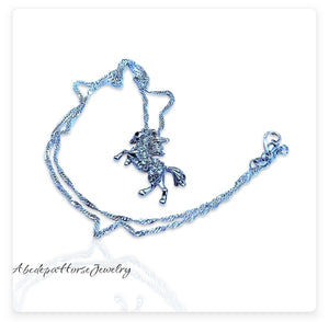Silver Rearing Horse Necklace