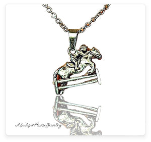 Horse Fence Rider Jumping Necklace