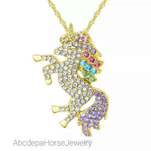 Sparkle Unicorn Yellow GP Crystal Necklace