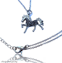 Dark Rhinestone Spotted Horse Necklace