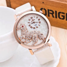 White Strap Crystal Horse Watch