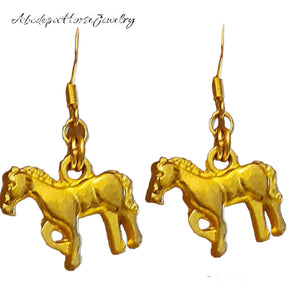 Standing Pony Gold Earrings
