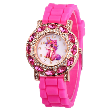 Pink Rhinestone Pony Watch