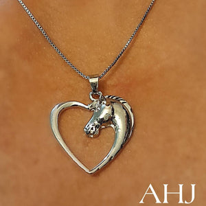 Love Heart Horse Head Pendant Chain