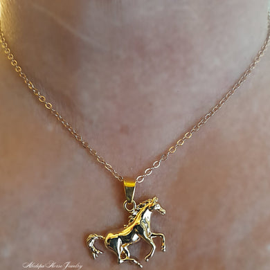 Horse Cantering with Tail Down Necklace