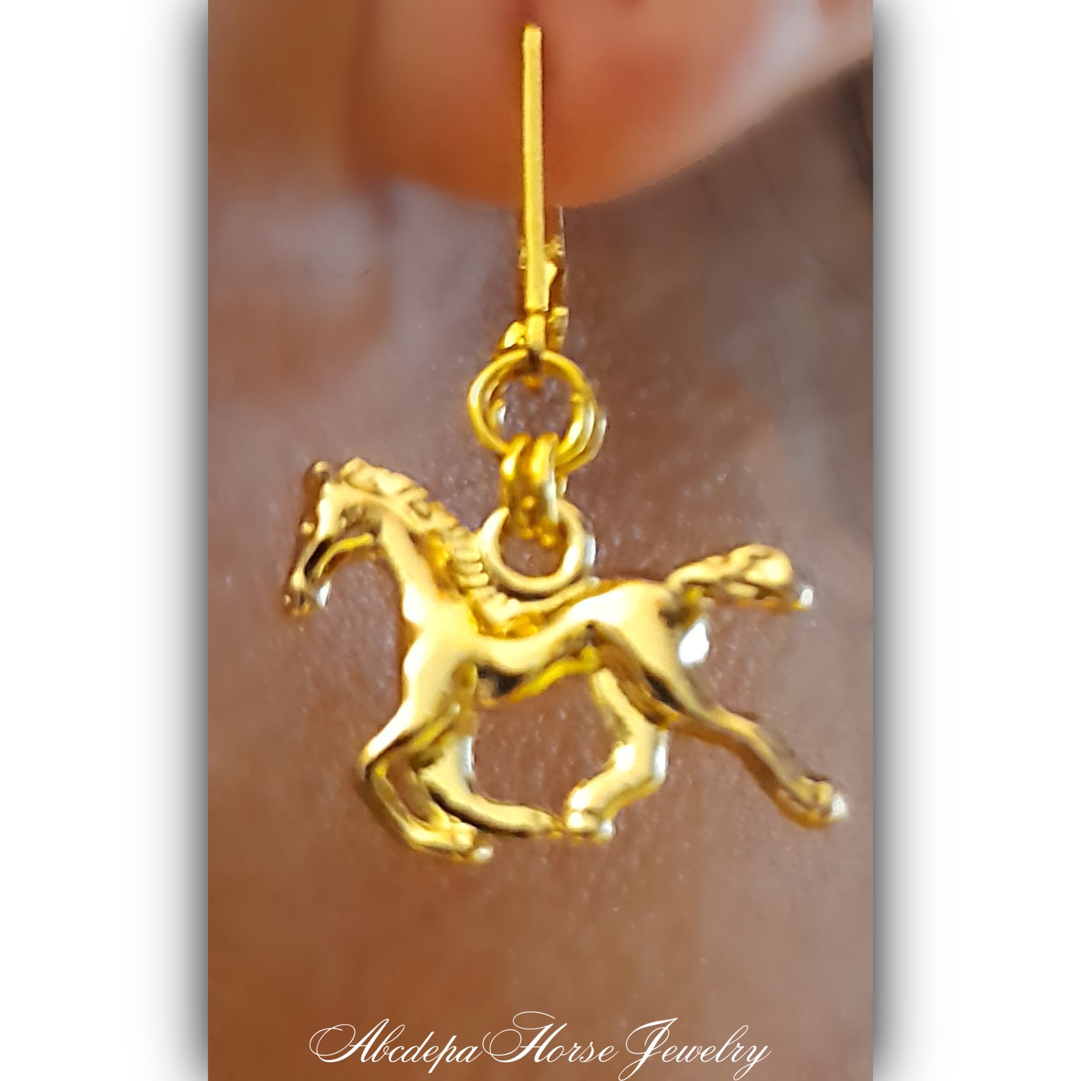 Gold Antique Horse Earrings
