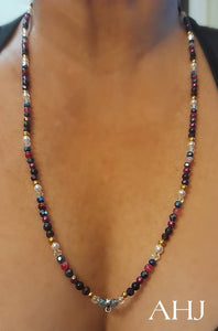 Pink Purple Gemstone Beaded Necklace